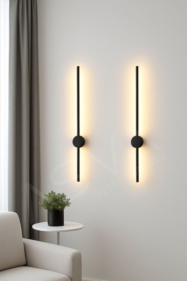 70 cm Eskitme Gold 2’li Pilli LED Aplik – Kablosuz, Günışığı, Dekoratif Duvar Lambası Pil Dahildir