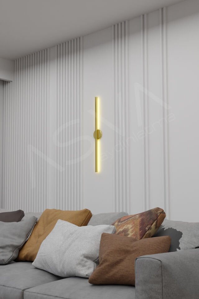 Eskitme Gold Modern Dekoratif Pilli Aç-Kapa Günışığı Led 70Cm Aplik Pil Dahildir