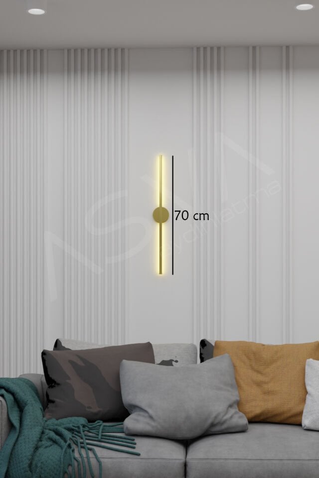 Eskitme Gold Modern Dekoratif Pilli Aç-Kapa Günışığı Led 70Cm Aplik Pil Dahildir