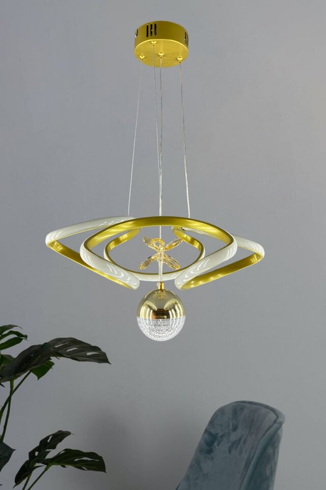 Gold Drone Tasarımlı Toplu LED Sarkıt Avize - 3 Renk, 50W