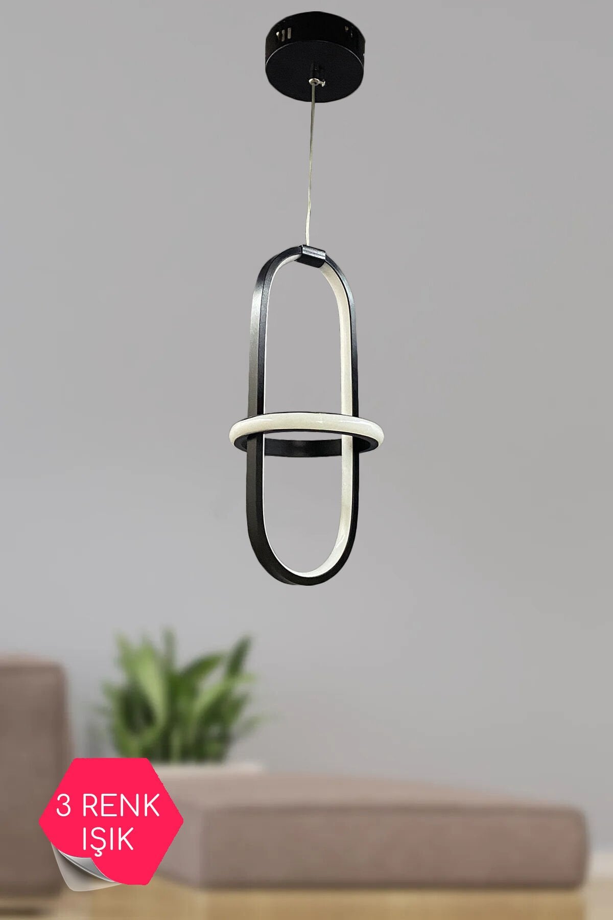 Siyah Collana Sarkıt Modern 3 Işık  Ledli Avize