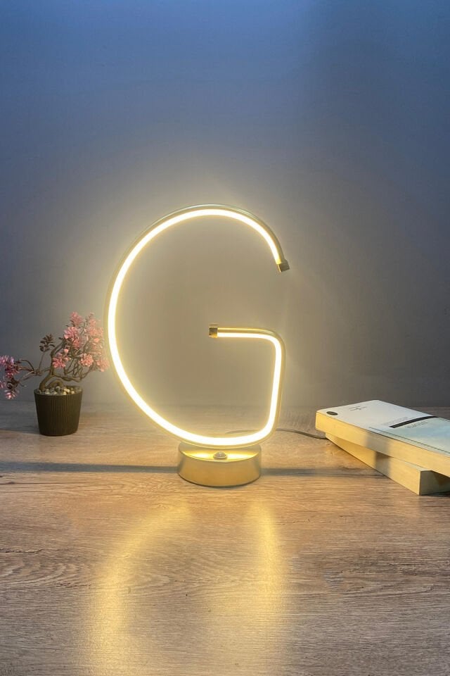 G Harfli Modern Günışığı Ledli Masa Lambası Abajur
