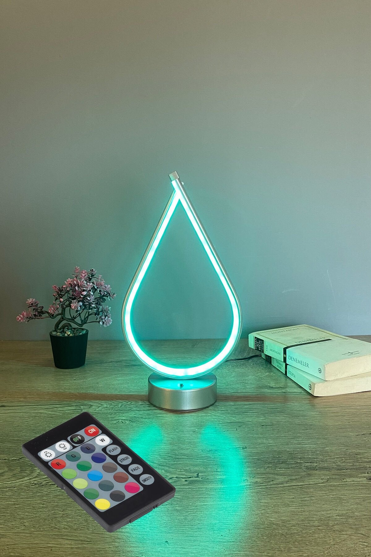 Krom Damla Dekoratif RGB Led Masa Lambası Abajur