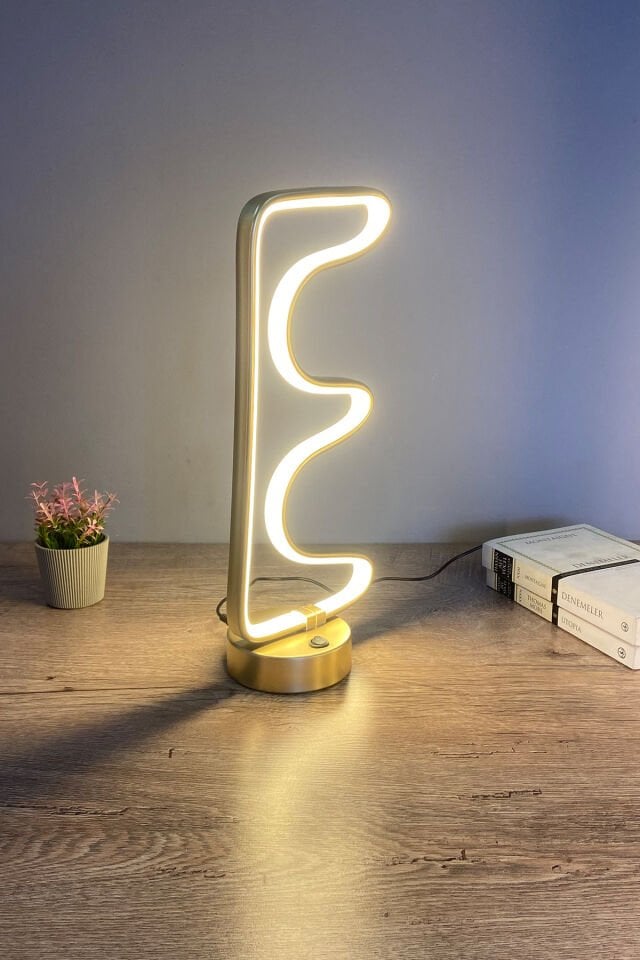 E Harfli Modern Günışığı Ledli Masa Lambası Abajur