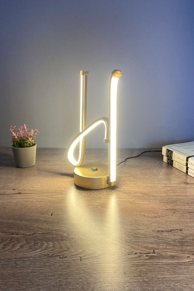 H Harfli Modern Günışığı Ledli Masa Lambası Abajur
