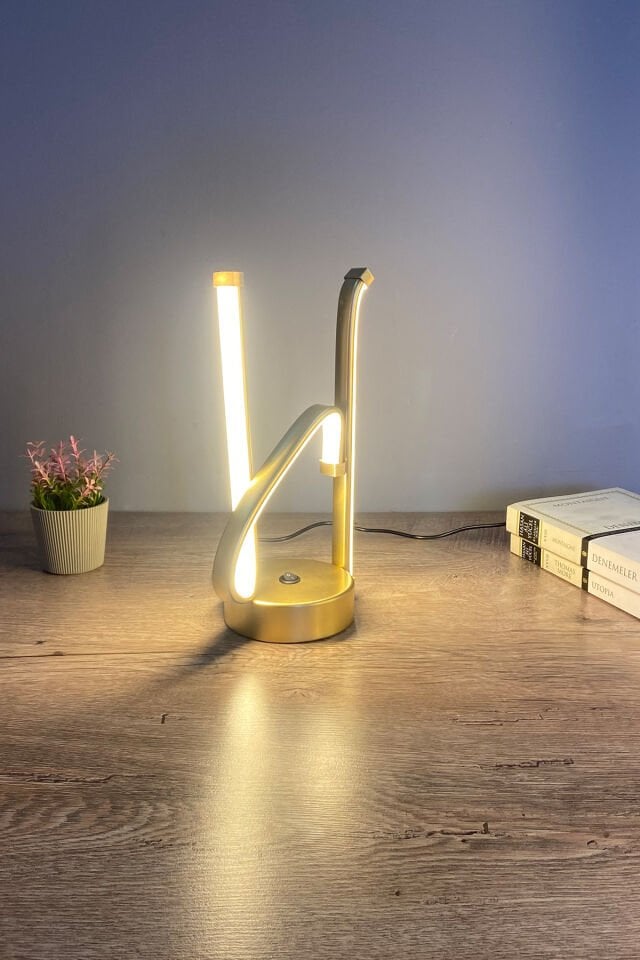H Harfli Modern Günışığı Ledli Masa Lambası Abajur