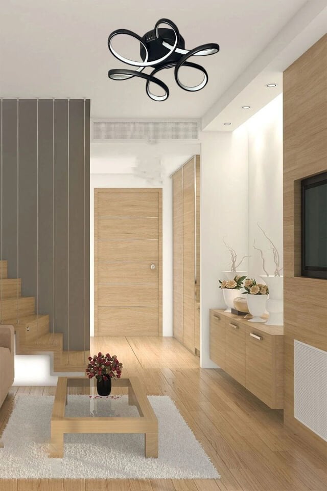 Begonya Siyah Modern Plafonyer Günışığı Ledli Avize