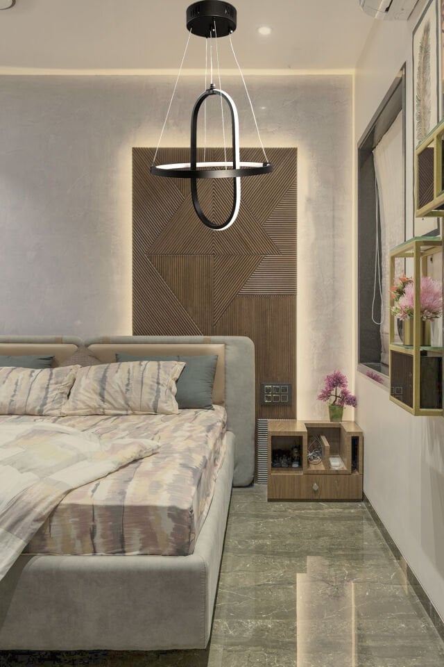 Siyah Modern Sarkıt Elips Beyaz Ledli Avize
