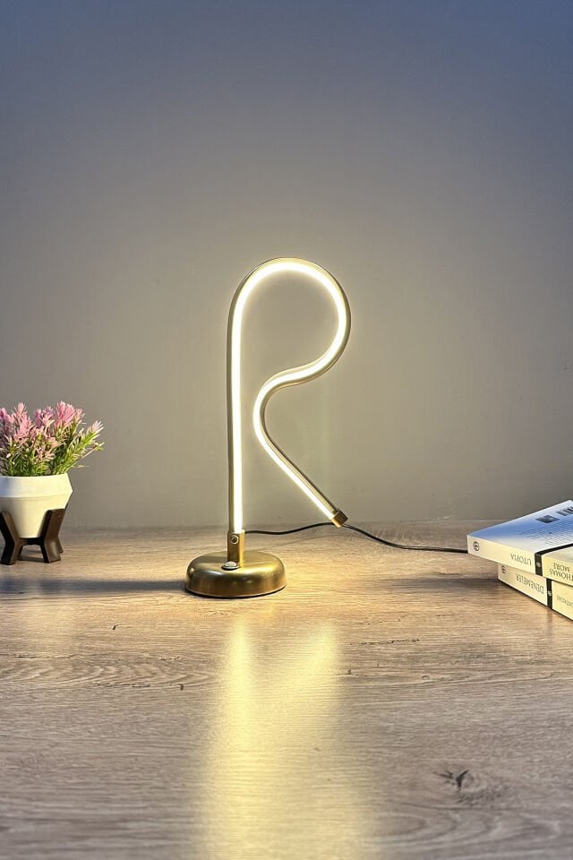 R Harfli Modern Günışığı Ledli Masa Lambası Abajur
