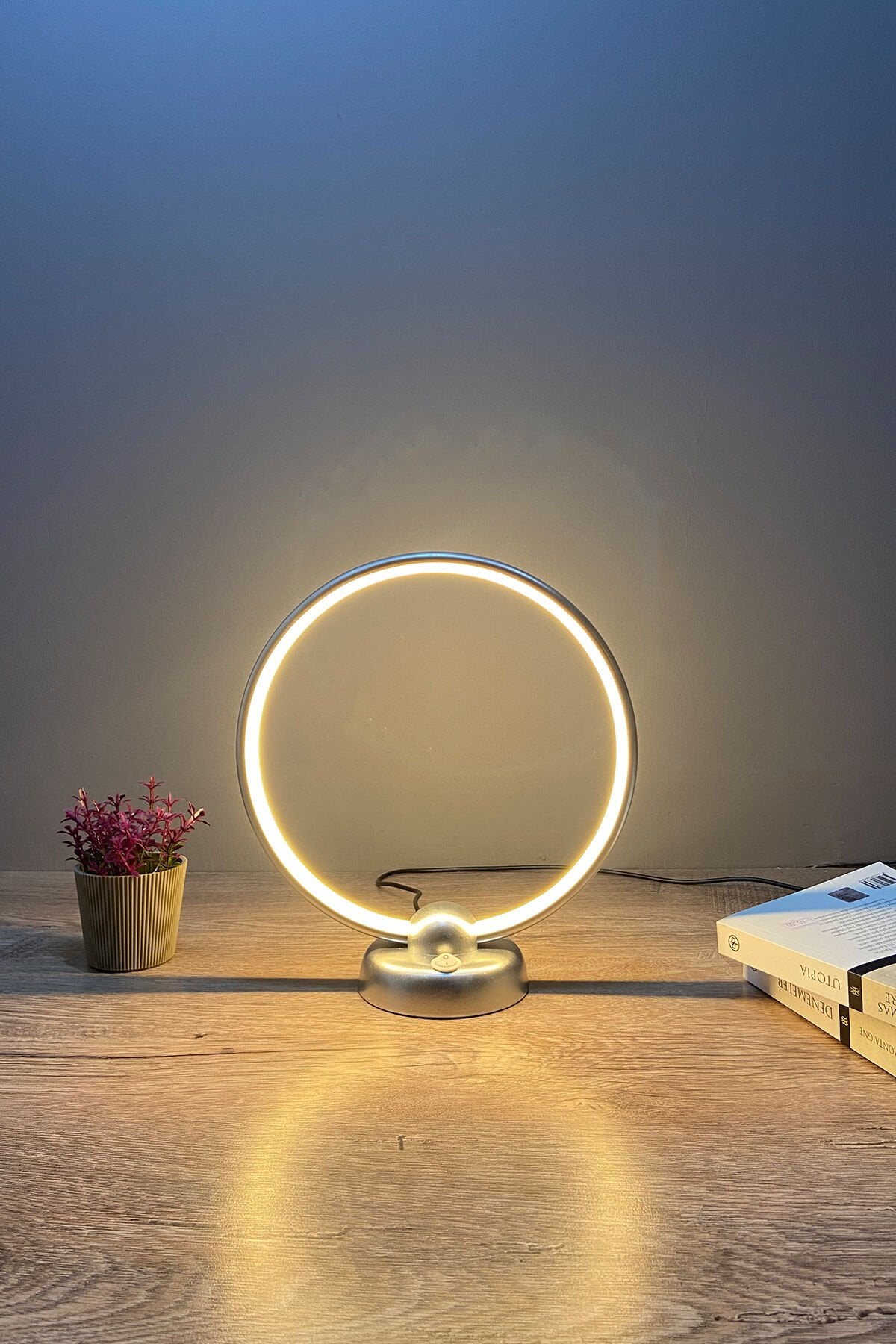 Krom Daire Modern Günışığı Led Masa Lambası Abajur