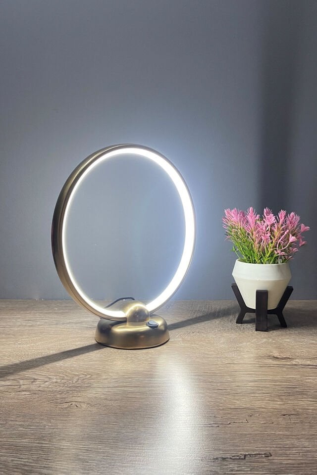 Gold Daire Modern Günışığı Led Masa Lambası Abajur