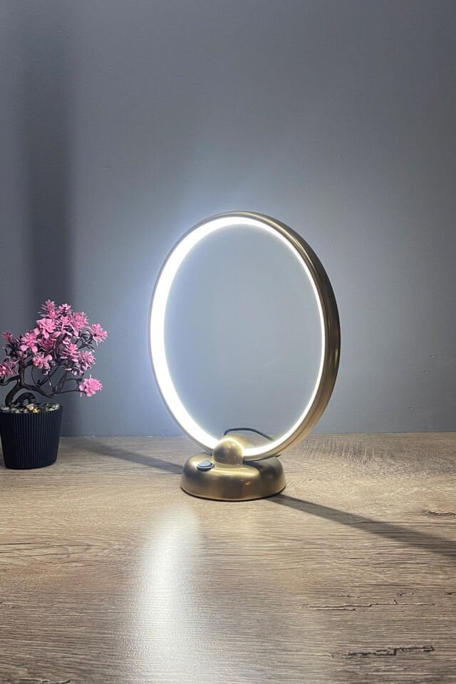 Gold Daire Modern Günışığı Led Masa Lambası Abajur