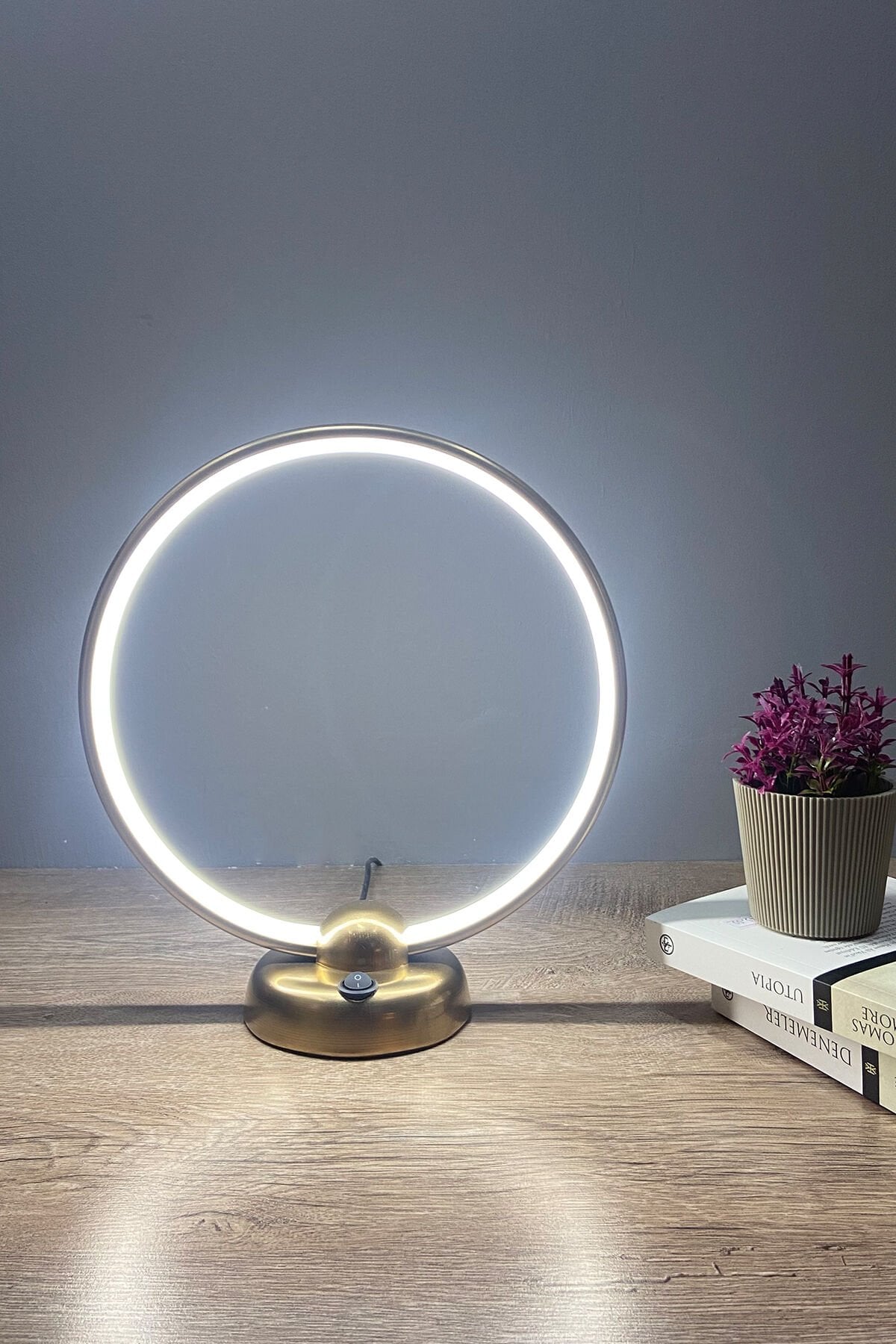 Gold Daire Modern Günışığı Led Masa Lambası Abajur