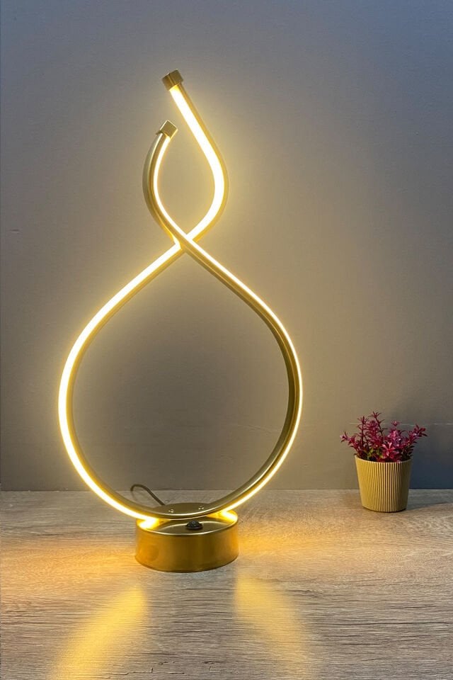Gold Spiral Dekoratif Günışığı Led Masa Lambası Abajur