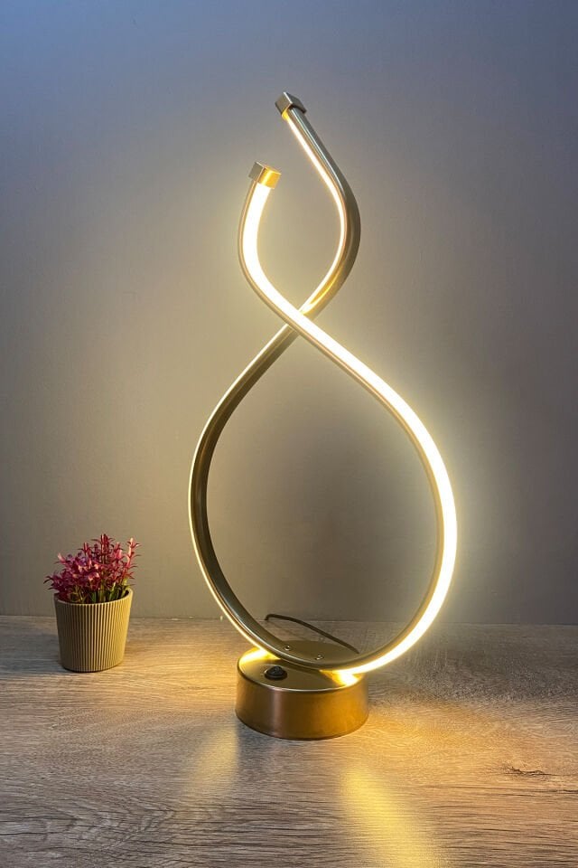 Gold Spiral Dekoratif Günışığı Led Masa Lambası Abajur