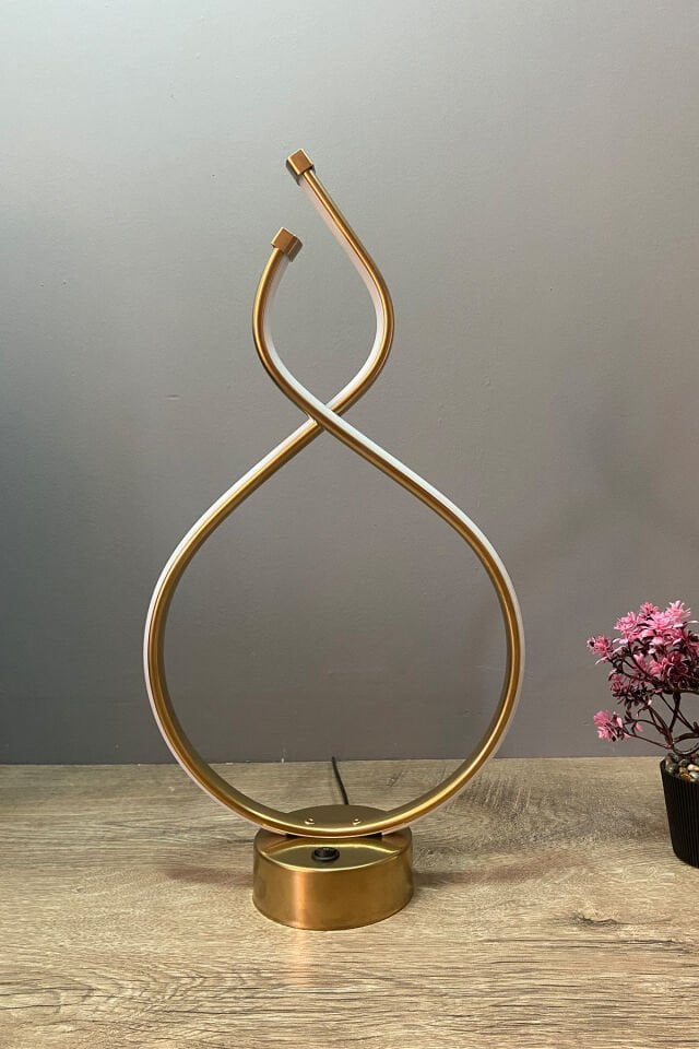 Gold Spiral Dekoratif Günışığı Led Masa Lambası Abajur