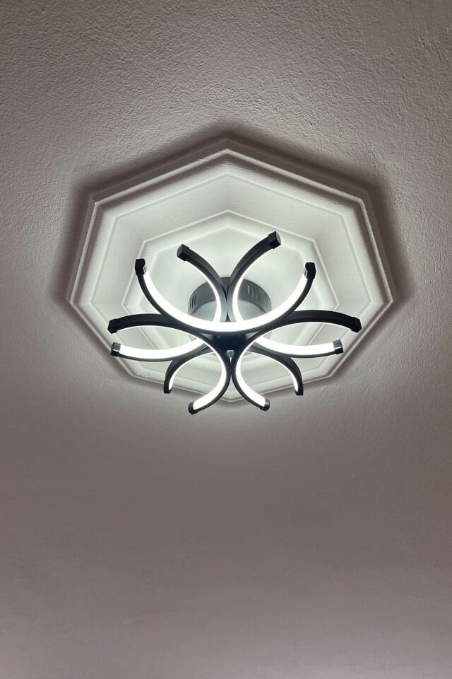 Buket Siyah Modern Plafonyer Beyaz Ledli Avize