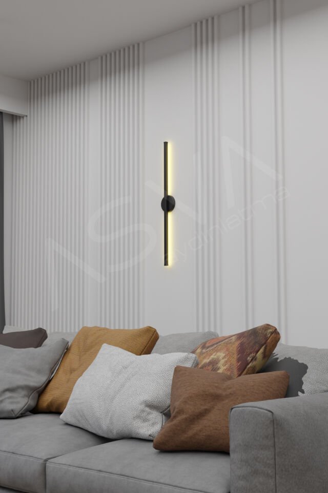 Eskitme Gold Modern Dekoratif Pilli Aç-Kapa Günışığı Led 70Cm Aplik Pil Dahildir Siyah