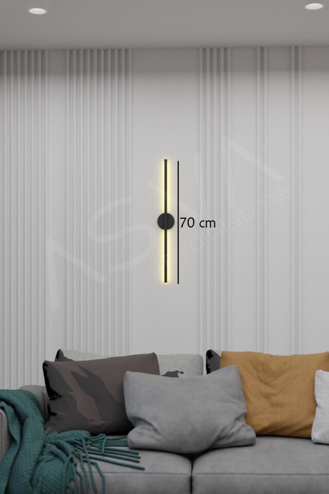 Eskitme Gold Modern Dekoratif Pilli Aç-Kapa Günışığı Led 70Cm Aplik Pil Dahildir Siyah