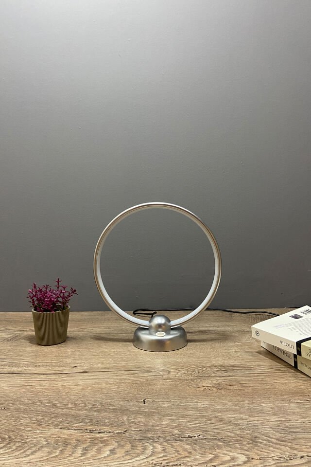 Krom Daire Modern Günışığı Led Masa Lambası Abajur Krom