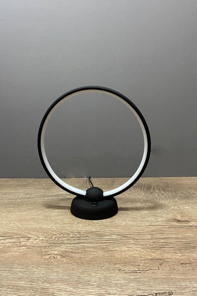 Krom Daire Modern Günışığı Led Masa Lambası Abajur Siyah