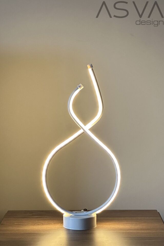 Gold Spiral Dekoratif Günışığı Led Masa Lambası Abajur BEYAZ