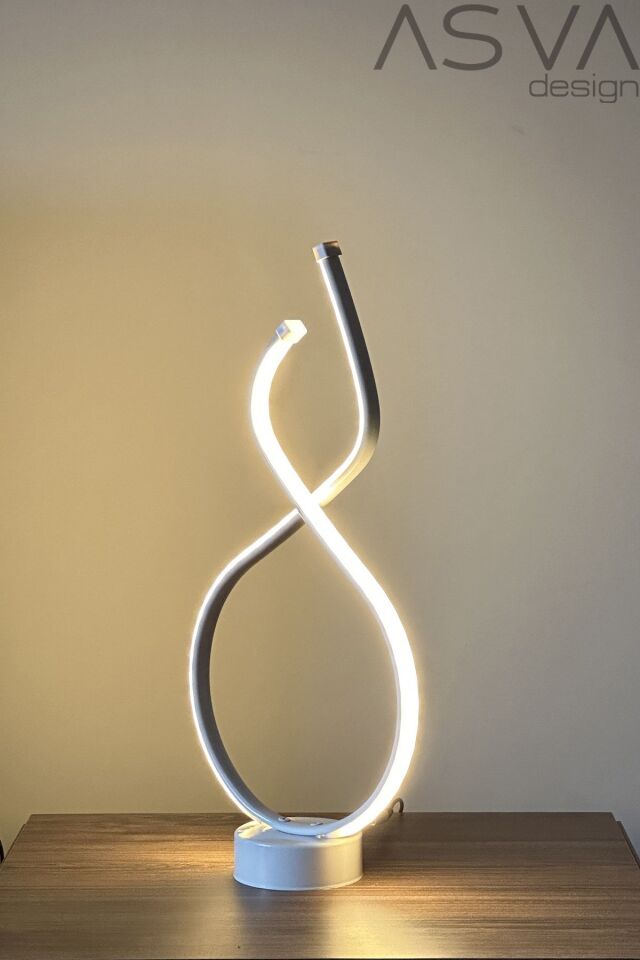 Gold Spiral Dekoratif Günışığı Led Masa Lambası Abajur BEYAZ