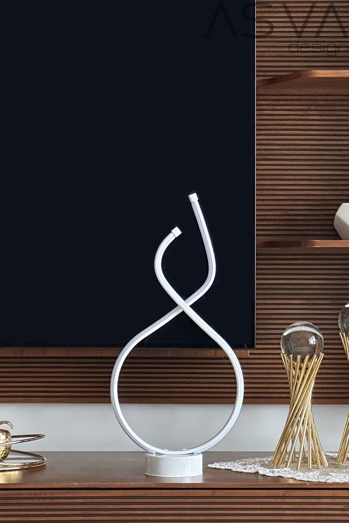 Gold Spiral Dekoratif Günışığı Led Masa Lambası Abajur BEYAZ