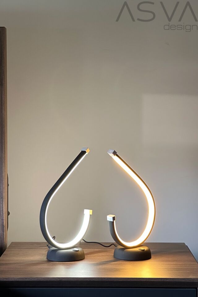 Çift Dekoratif Masa Lambası Led Abajur Günışığı Beyaz