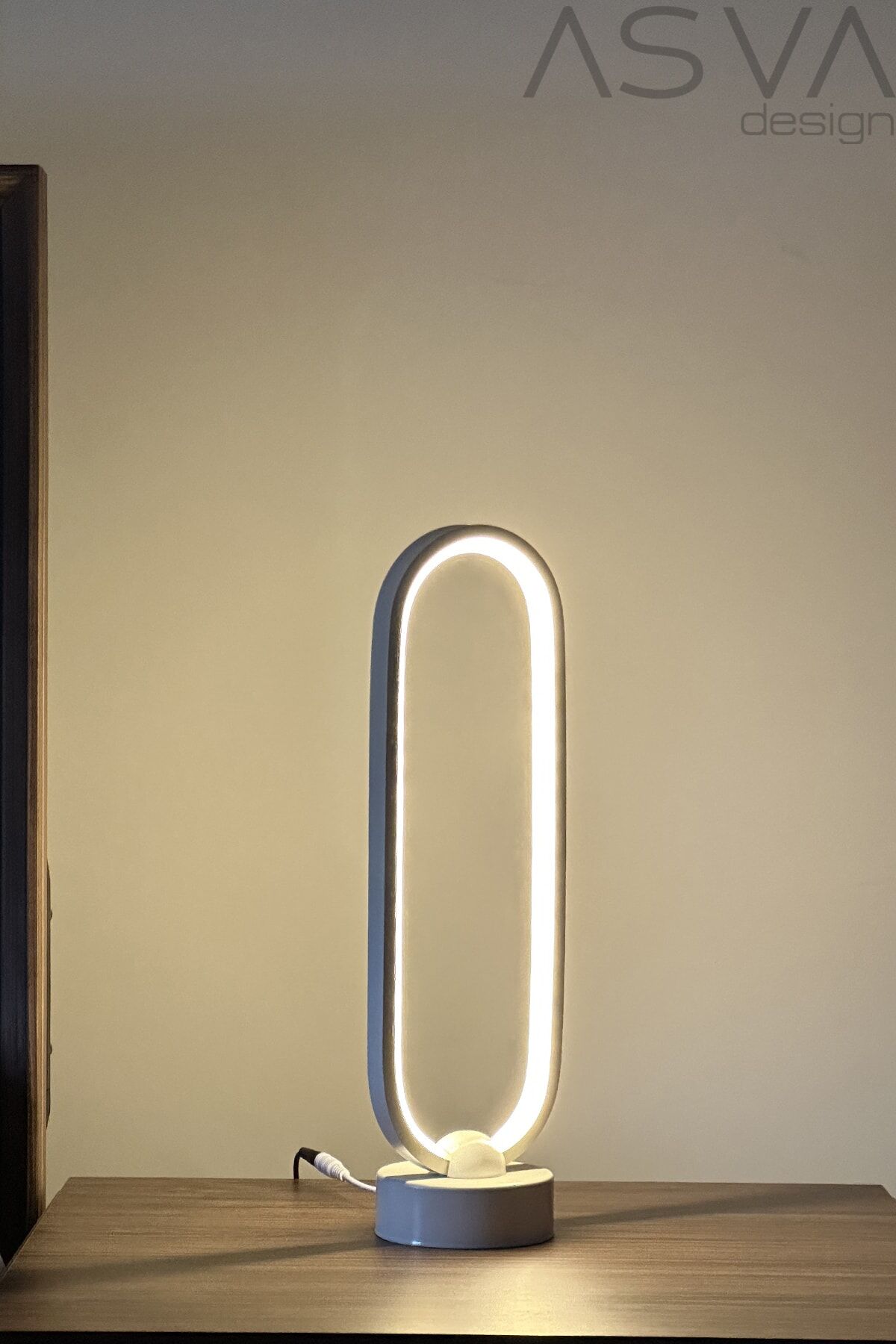 Dekoratif Led Masa Lambası Abajur Oval BEYAZ