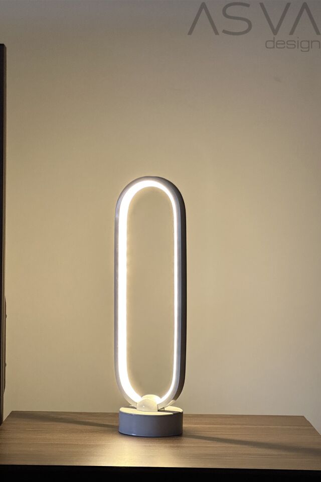 Dekoratif Led Masa Lambası Abajur Oval BEYAZ